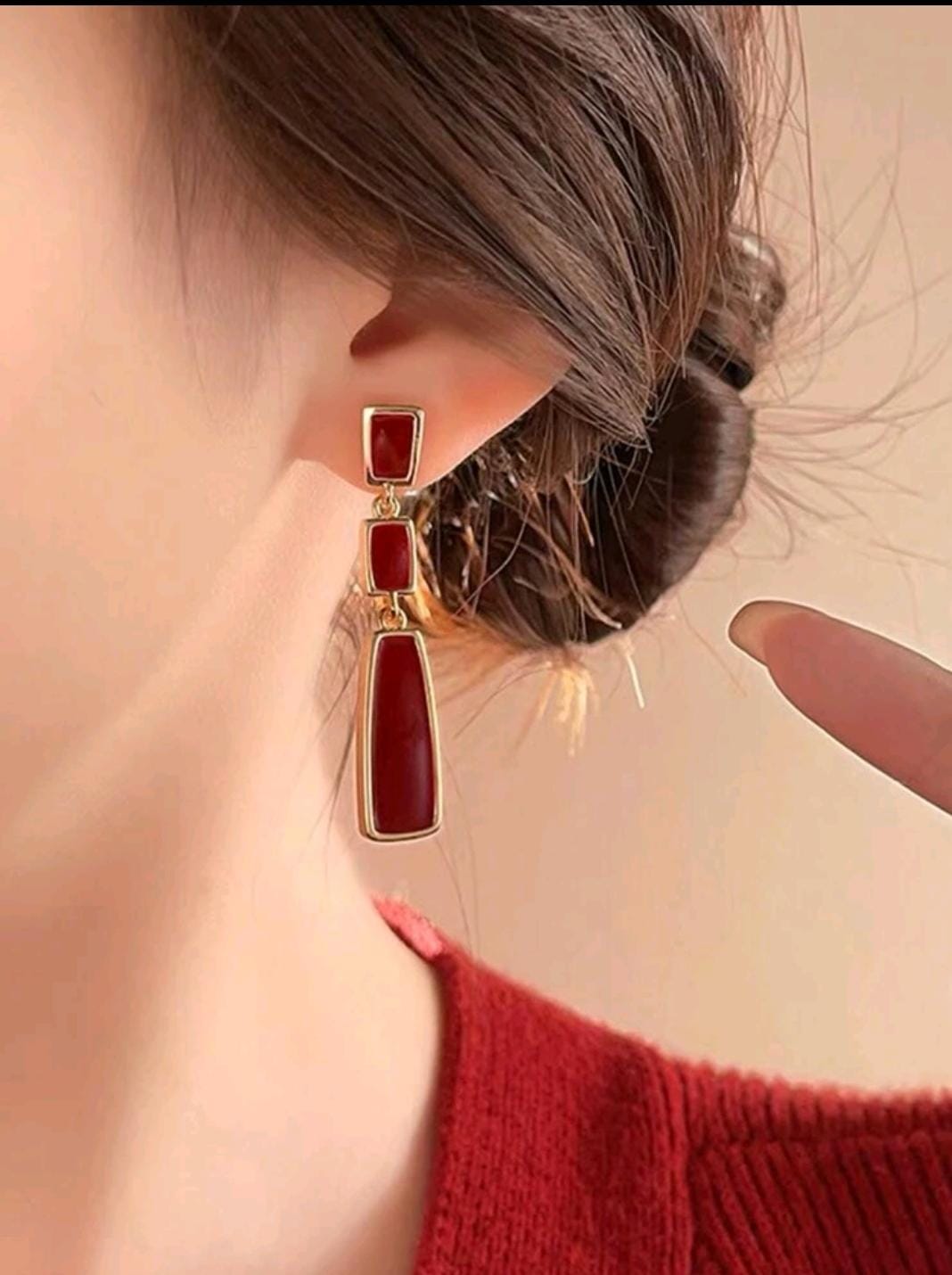 5pcs/set retro square & heart shape dripping oil pearl earrings 5pcs/set retro square & heart shape dripping oil pearl earrings