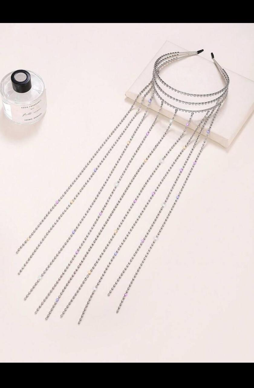 1pc 3 layer rhinestone fringe hair hoop | y2k party head jewelry | carnival hair chain | elegant hair vine headpiece 1pc 3 layer rhinestone fringe hair hoop | y2k party head jewelry | carnival hair chain | elegant hair vine headpiece