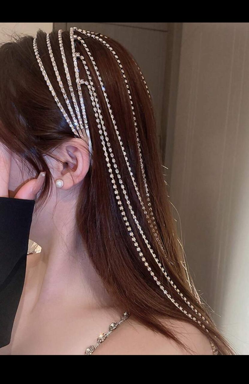1pc 3 layer rhinestone fringe hair hoop | y2k party head jewelry | carnival hair chain | elegant hair vine headpiece 1pc 3 layer rhinestone fringe hair hoop | y2k party head jewelry | carnival hair chain | elegant hair vine headpiece